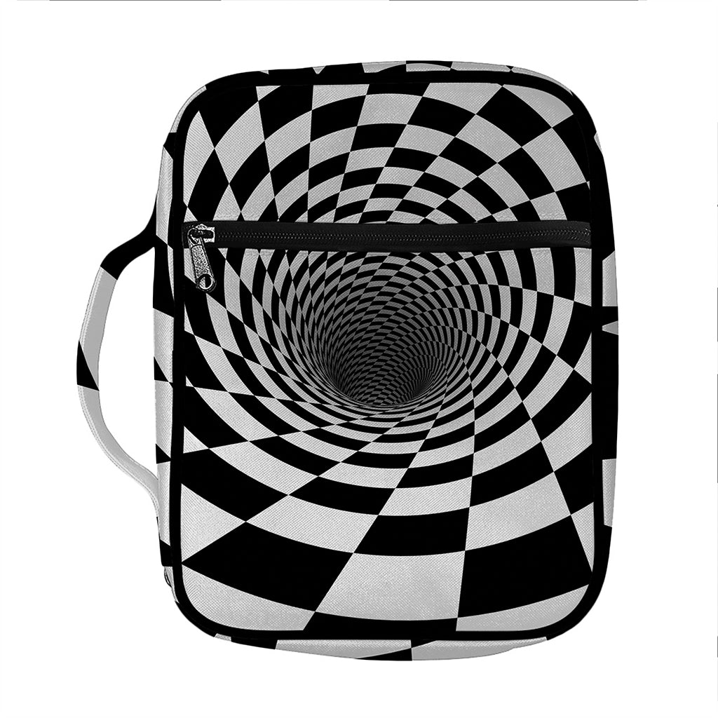 Black And White Hypnotic Illusion Print Front Pocket Bible Bag