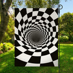 Black And White Hypnotic Illusion Print Garden Flag