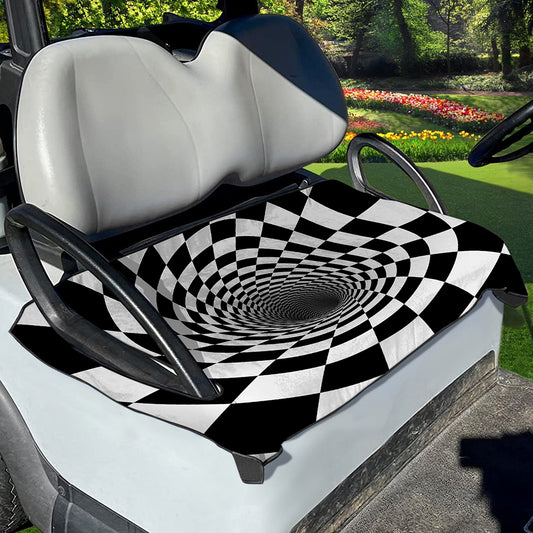 Black And White Hypnotic Illusion Print Golf Cart Seat Cover