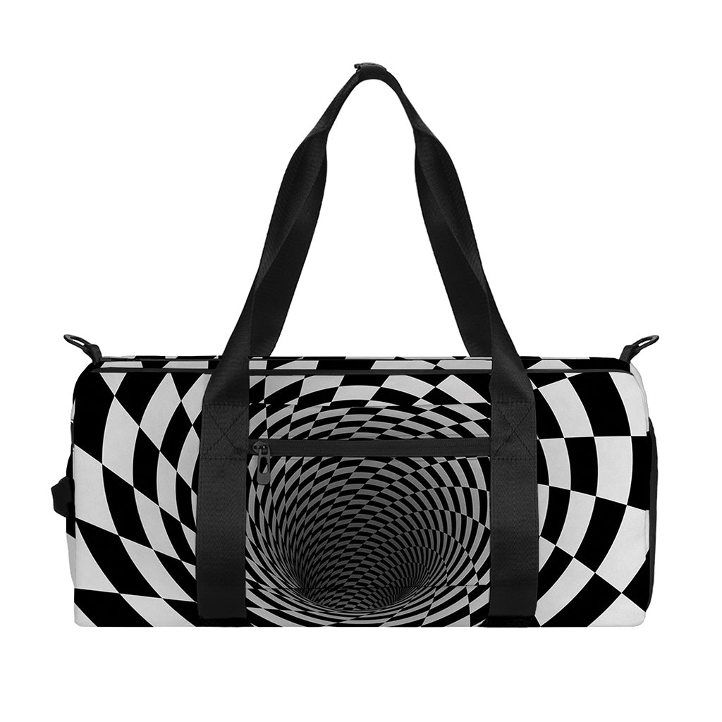 Black And White Hypnotic Illusion Print Gym Bag