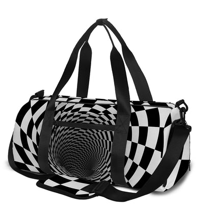 Black And White Hypnotic Illusion Print Gym Bag