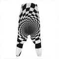 Black And White Hypnotic Illusion Print Hammer Pants