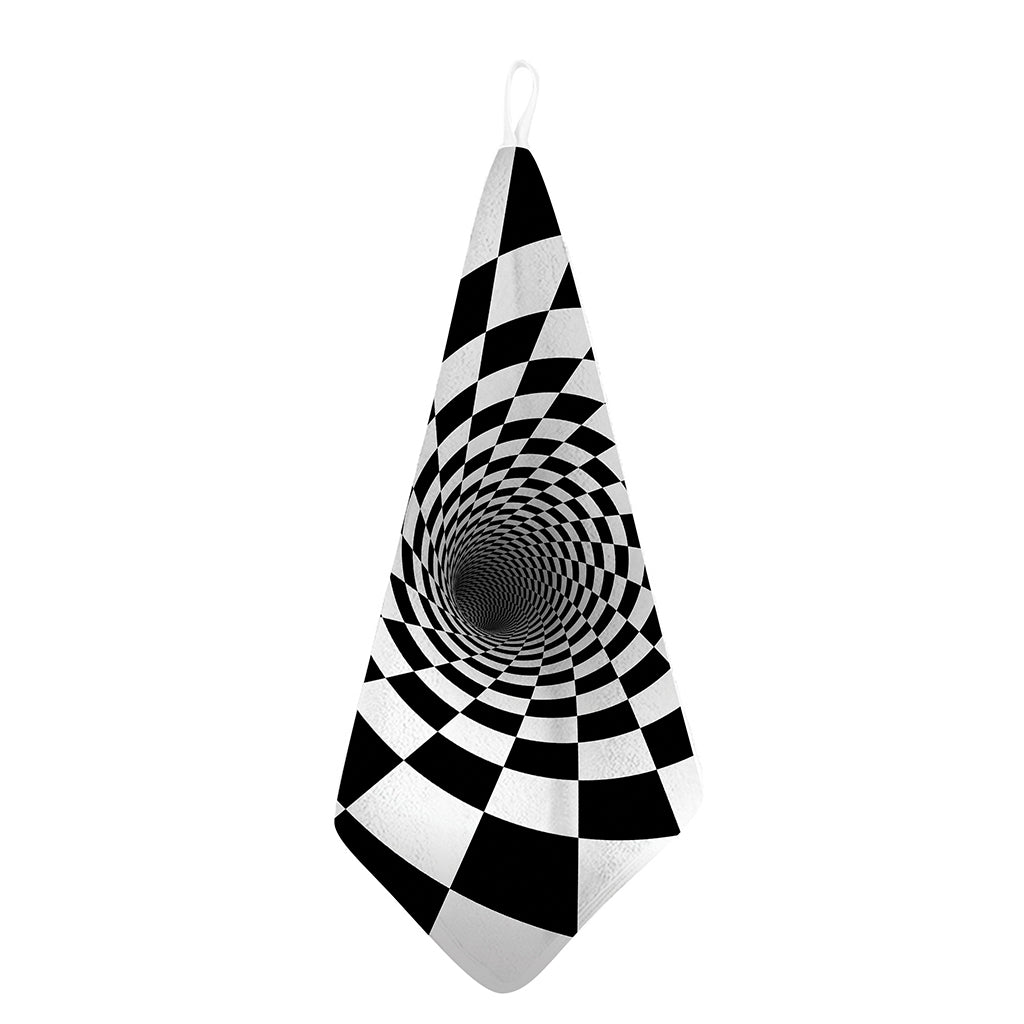 Black And White Hypnotic Illusion Print Hand Towel