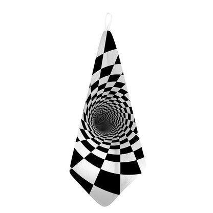 Black And White Hypnotic Illusion Print Hand Towel