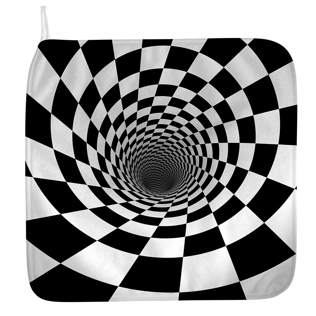 Black And White Hypnotic Illusion Print Hand Towel