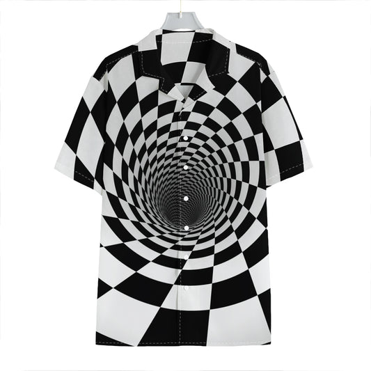 Black And White Hypnotic Illusion Print Hawaiian Shirt