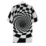 Black And White Hypnotic Illusion Print Hawaiian Shirt