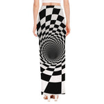 Black And White Hypnotic Illusion Print High Slit Maxi Skirt