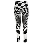 Black And White Hypnotic Illusion Print High-Waisted Pocket Leggings