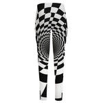 Black And White Hypnotic Illusion Print High-Waisted Pocket Leggings