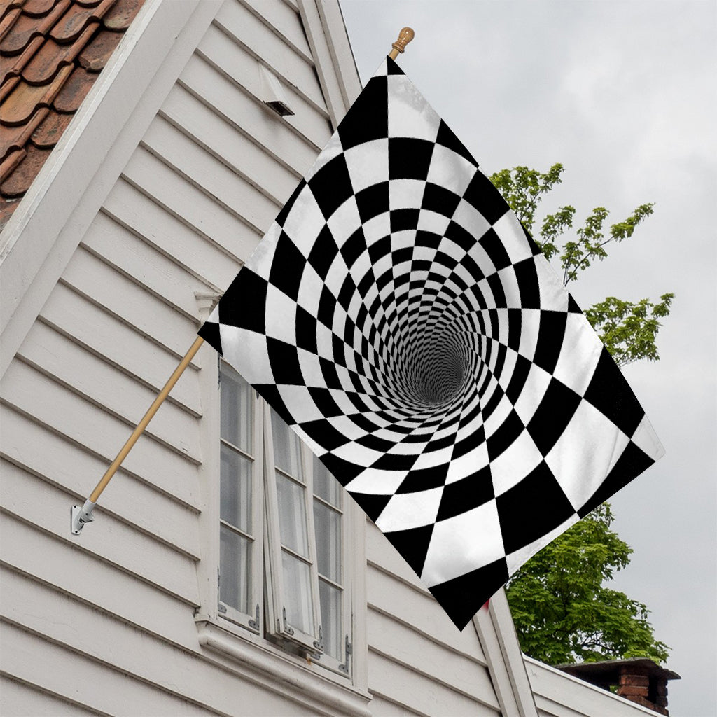 Black And White Hypnotic Illusion Print House Flag