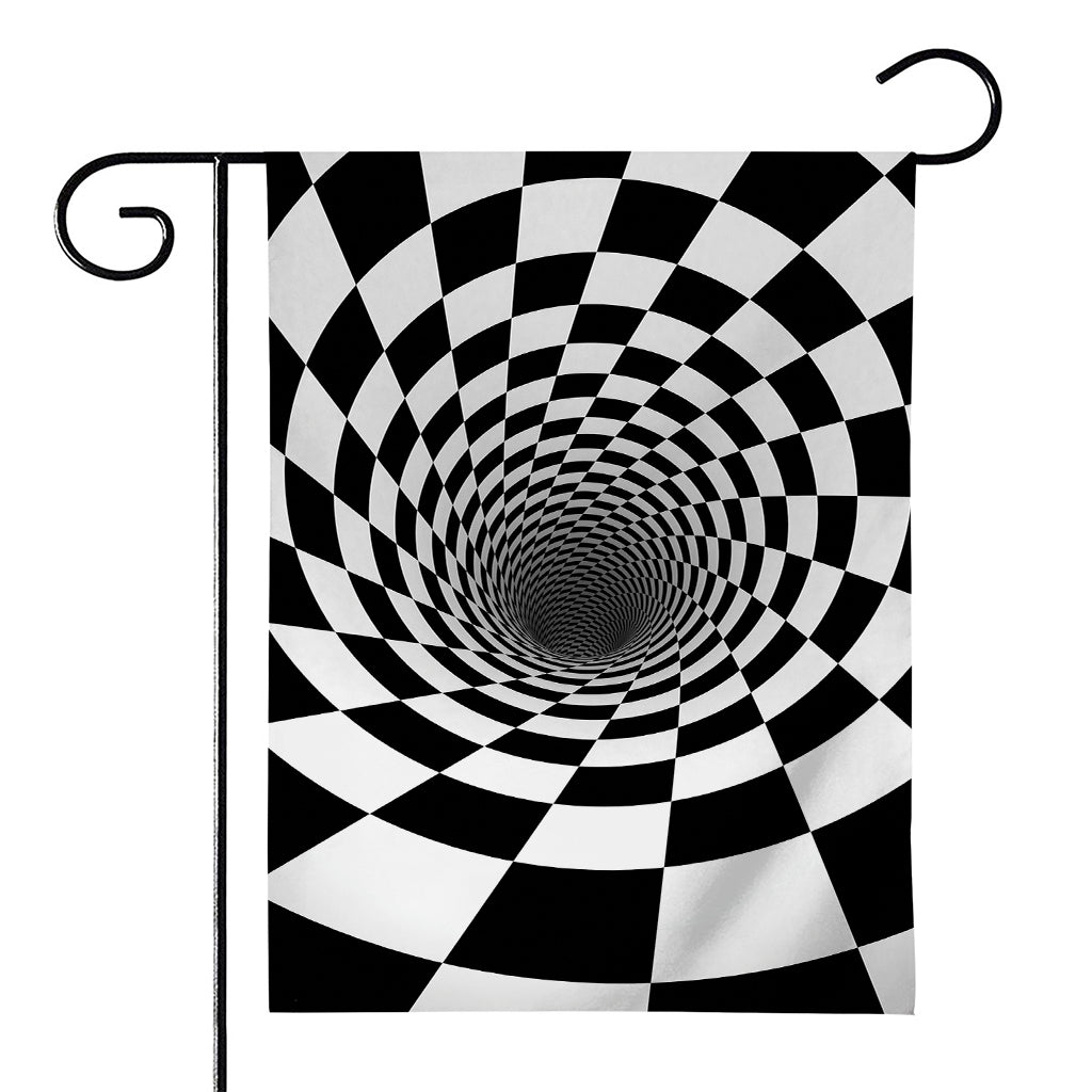 Black And White Hypnotic Illusion Print House Flag
