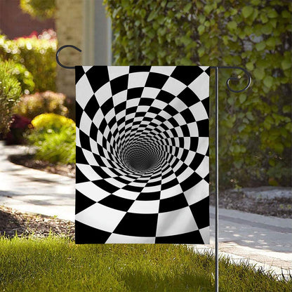 Black And White Hypnotic Illusion Print House Flag