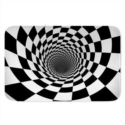 Black And White Hypnotic Illusion Print Indoor Door Mat