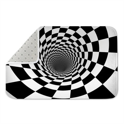 Black And White Hypnotic Illusion Print Indoor Door Mat