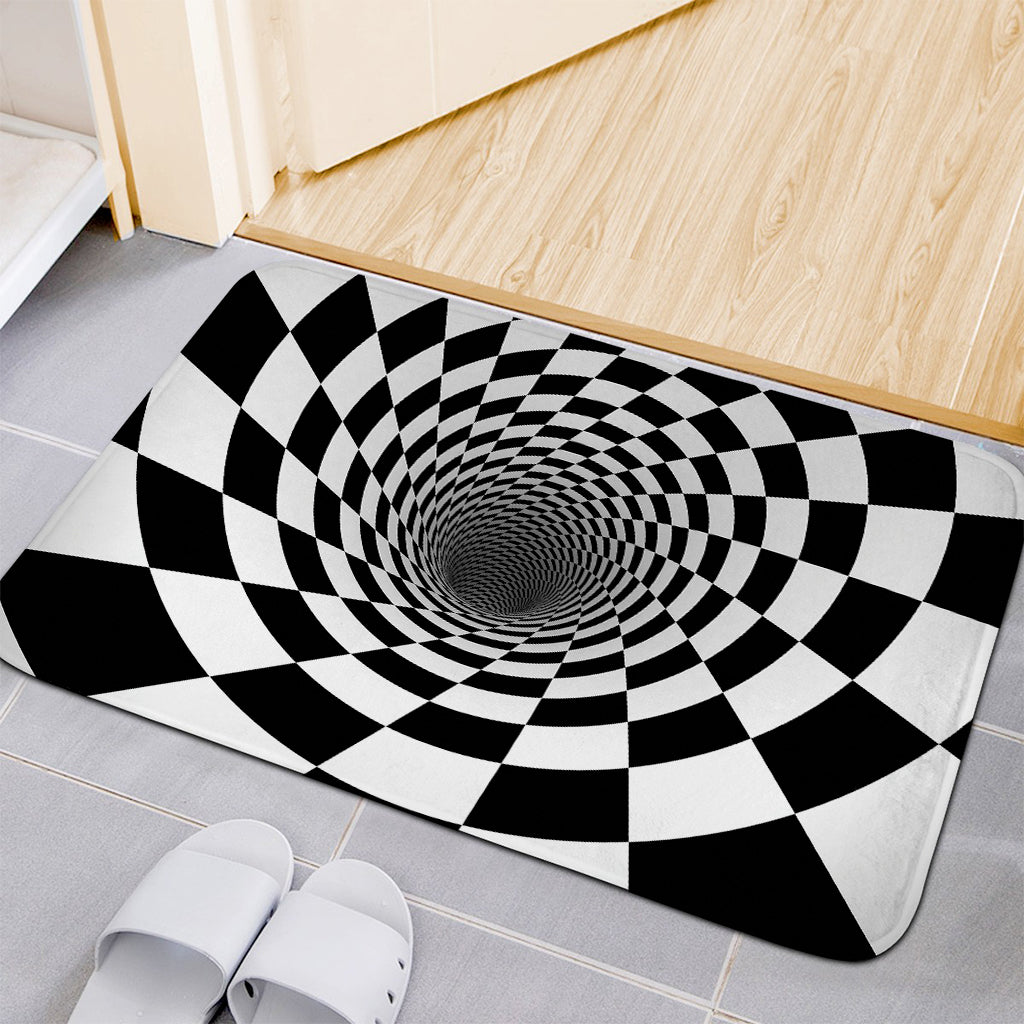 Black And White Hypnotic Illusion Print Indoor Door Mat