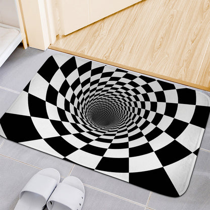 Black And White Hypnotic Illusion Print Indoor Door Mat
