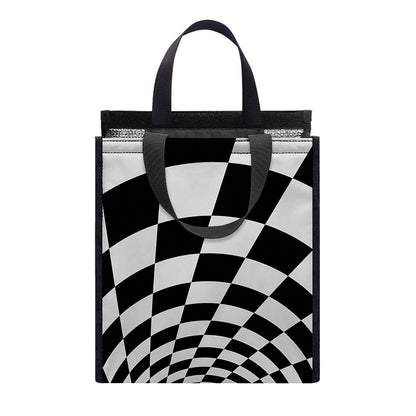 Black And White Hypnotic Illusion Print Insulated Lunch Tote