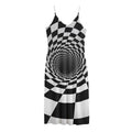 Black And White Hypnotic Illusion Print Jersey Midi Cami Dress