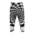Black And White Hypnotic Illusion Print Jogger Pants