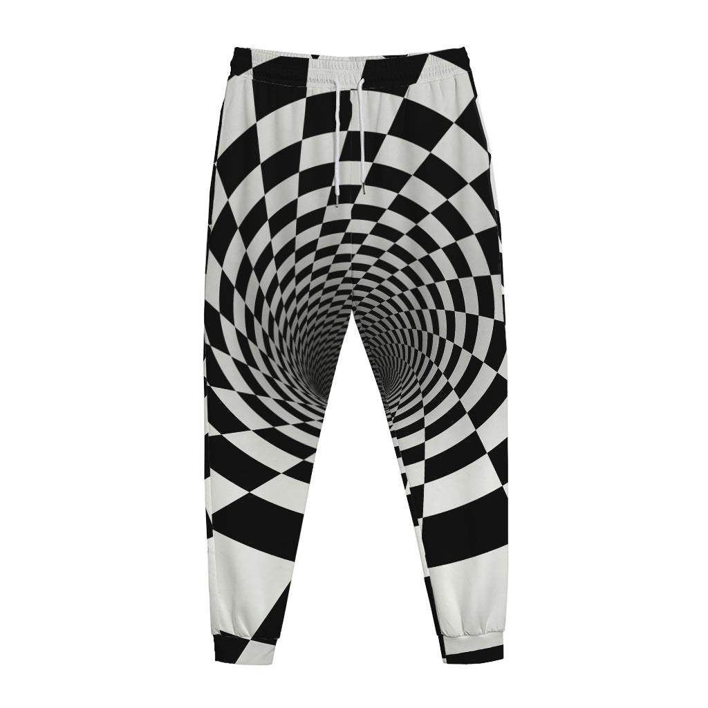 Black And White Hypnotic Illusion Print Jogger Pants