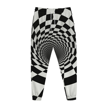 Black And White Hypnotic Illusion Print Jogger Pants