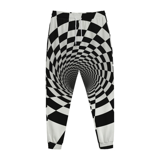 Black And White Hypnotic Illusion Print Jogger Pants