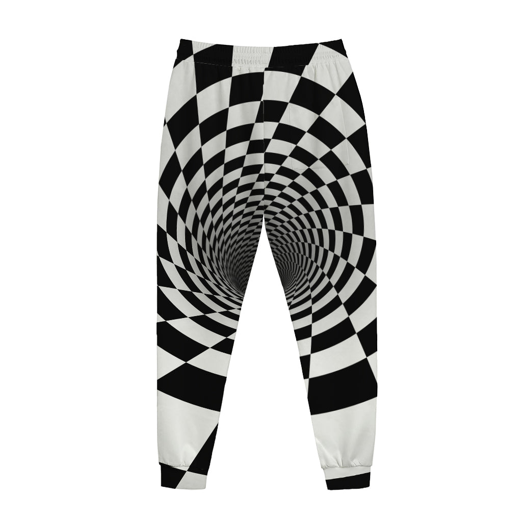 Black And White Hypnotic Illusion Print Jogger Pants