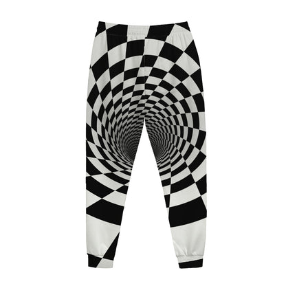Black And White Hypnotic Illusion Print Jogger Pants