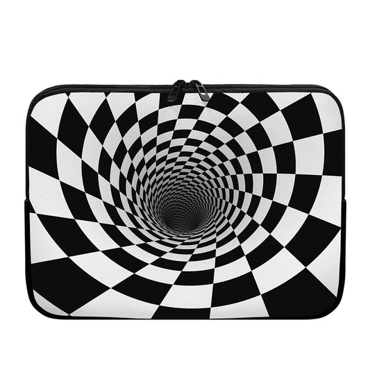 Black And White Hypnotic Illusion Print Laptop Sleeve