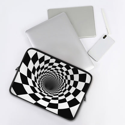 Black And White Hypnotic Illusion Print Laptop Sleeve