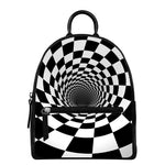 Black And White Hypnotic Illusion Print Leather Backpack
