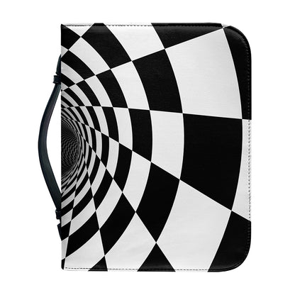 Black And White Hypnotic Illusion Print Leather Bible Cover