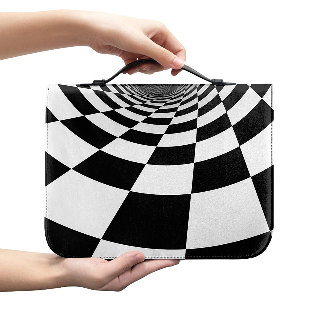 Black And White Hypnotic Illusion Print Leather Bible Cover