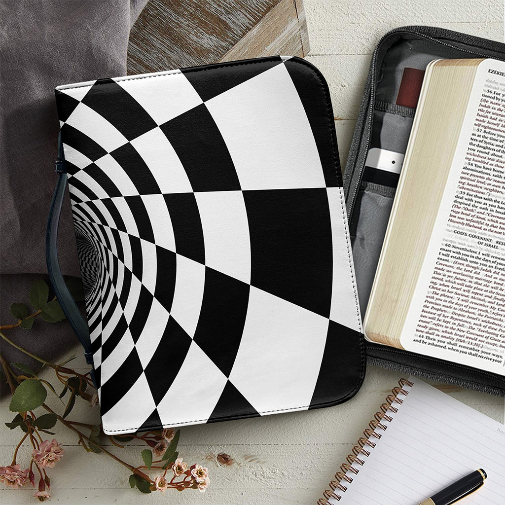 Black And White Hypnotic Illusion Print Leather Bible Cover
