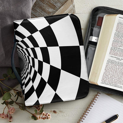 Black And White Hypnotic Illusion Print Leather Bible Cover