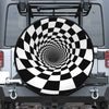 Black And White Hypnotic Illusion Print Leather Spare Tire Cover