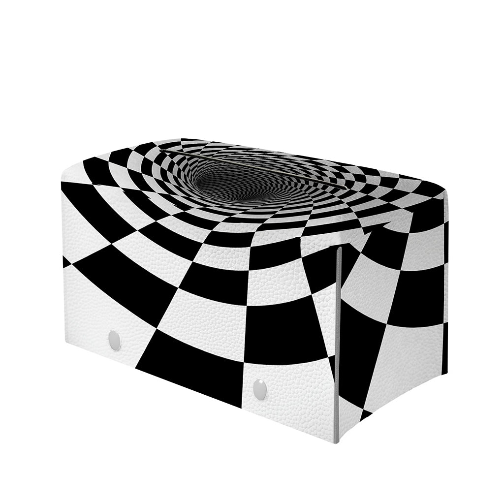 Black And White Hypnotic Illusion Print Leather Tissue Box Cover