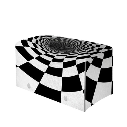 Black And White Hypnotic Illusion Print Leather Tissue Box Cover