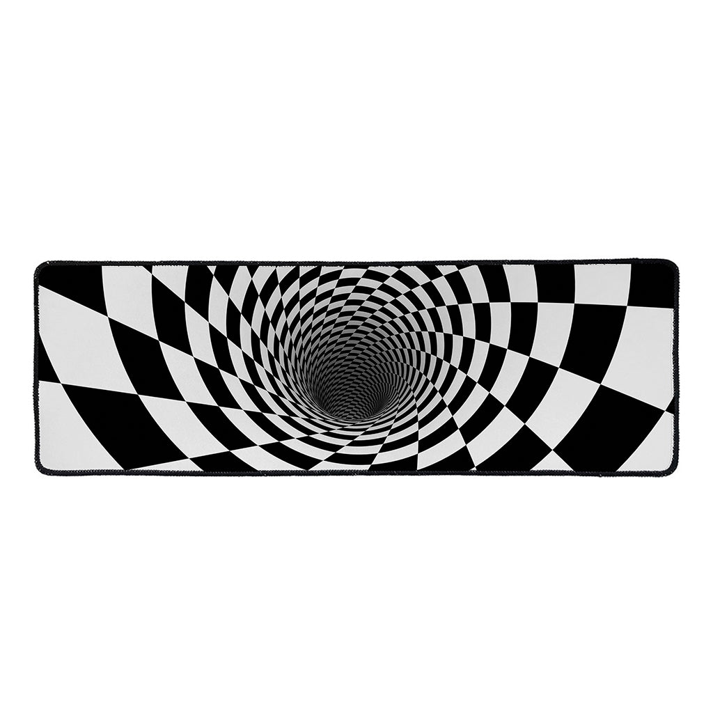 Black And White Hypnotic Illusion Print Long Kitchen Mat