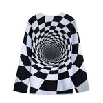 Black And White Hypnotic Illusion Print Long Sleeve Short Coat