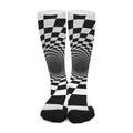 Black And White Hypnotic Illusion Print Long Socks
