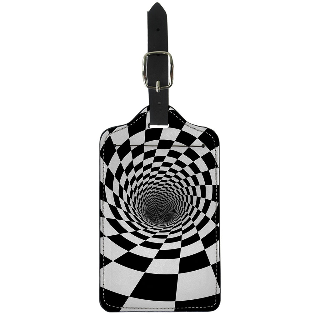 Black And White Hypnotic Illusion Print Luggage Tag
