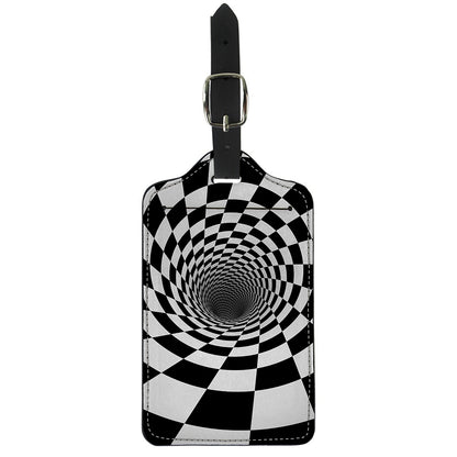 Black And White Hypnotic Illusion Print Luggage Tag