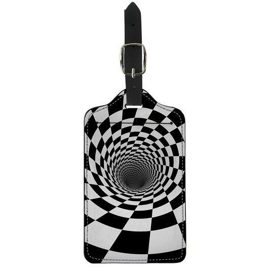 Black And White Hypnotic Illusion Print Luggage Tag