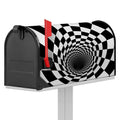 Black And White Hypnotic Illusion Print Mailbox Cover