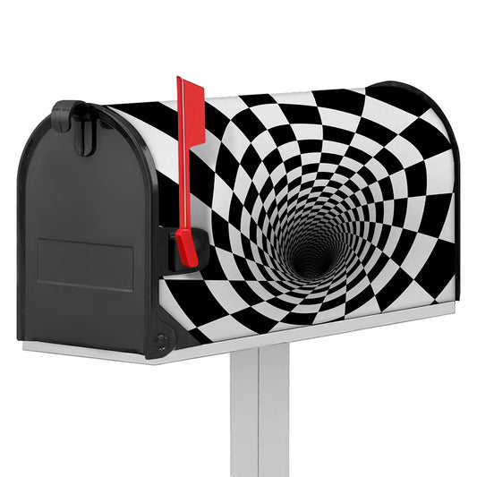 Black And White Hypnotic Illusion Print Mailbox Cover