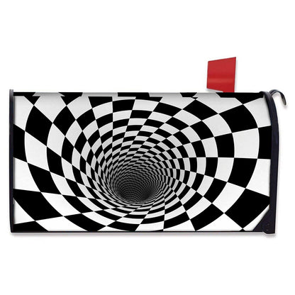Black And White Hypnotic Illusion Print Mailbox Cover