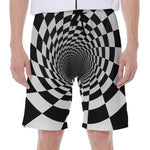 Black And White Hypnotic Illusion Print Men's Beach Shorts