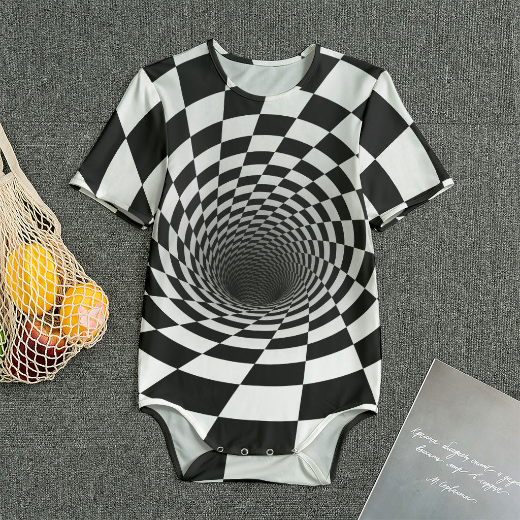 Black And White Hypnotic Illusion Print Men's Bodysuit